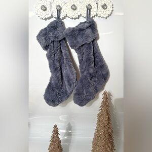 Rachel Zoe Plush Charcoal Gray Faux Fur Stocking NEW